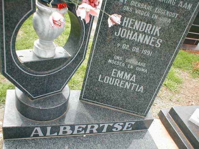 ALBERTSE Hendrik Johannes  -1991 &amp; Emma Lourentia