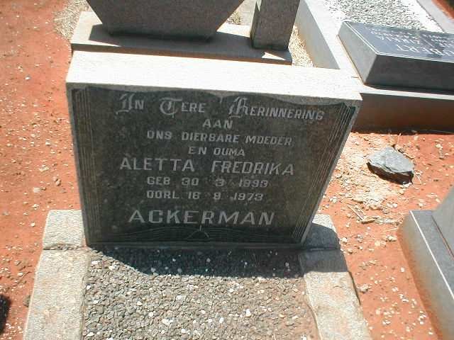 ACKERMAN Aletta Fredrika 1893-1973