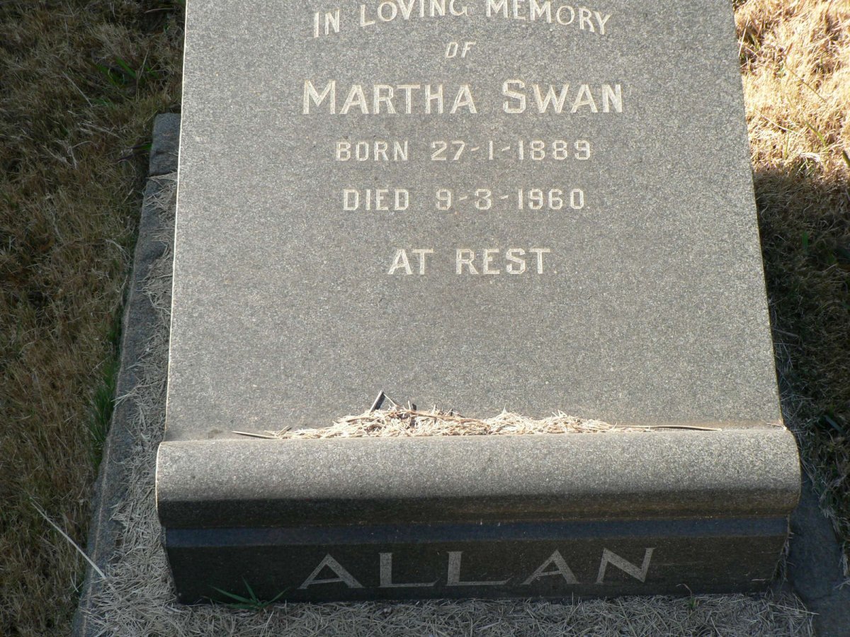 ALLAN Martha Swan 1889-1960