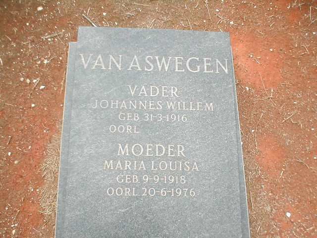 ASWEGEN Johannes Willem, van 1916- &amp; Maria Louisa 1918-1976