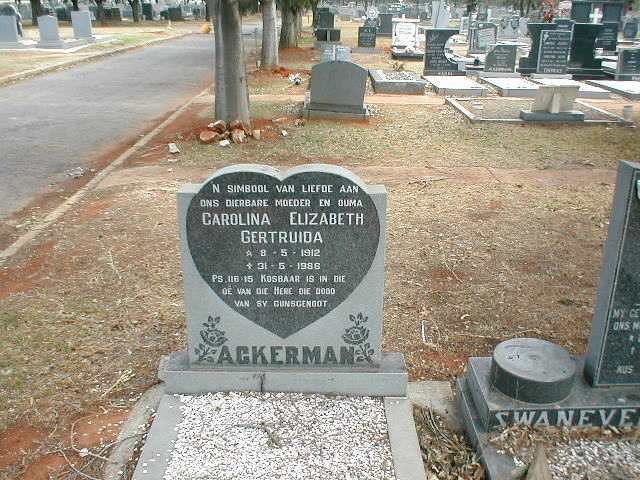ACKERMAN Carolina Elizabeth Gertruida  1912-1986