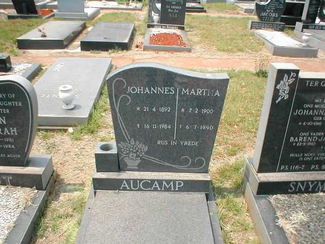 AUCAMP  Johannes 1892-1984 &amp; Martha 1900-1990