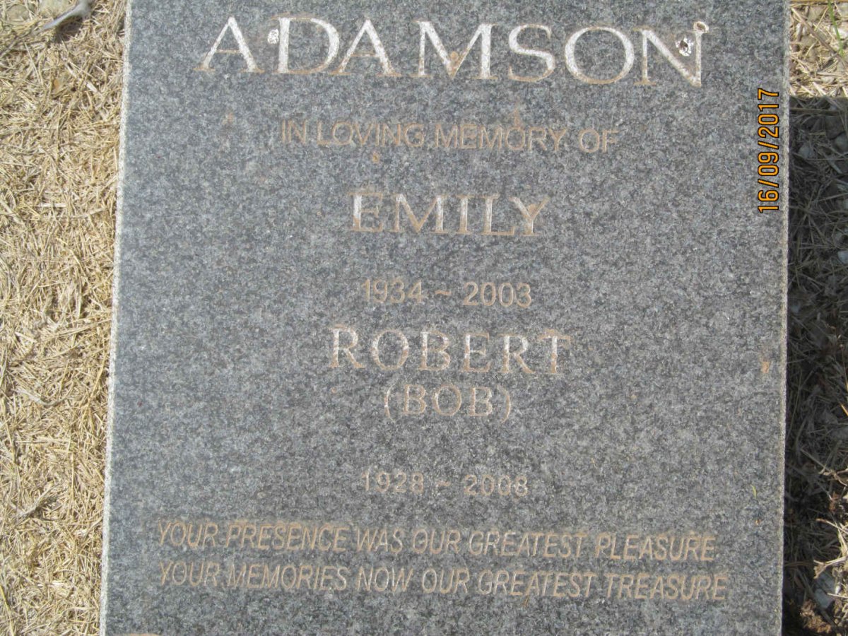 ADAMSON Robert 1928-2008 &amp; Emily 1934-2003 :: ADAMSON Stanley Calvin 1955-1989