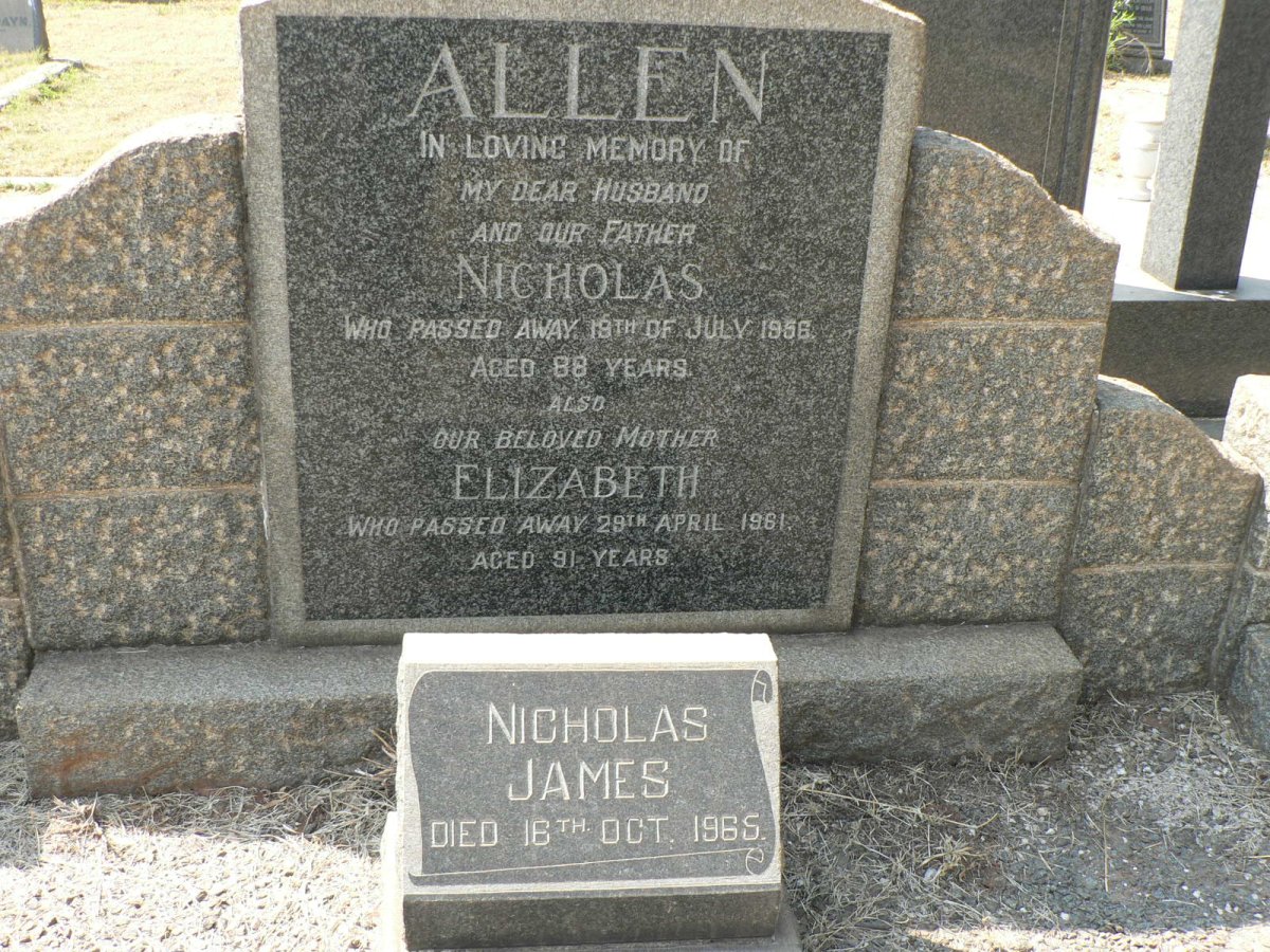 ALLEN Nicholas -1956 &amp; Elizabeth -1961 :: ALLEN Nicholas James -1965