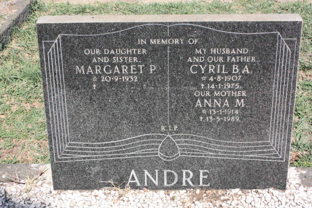 ANDRE Cyril B.A. 1907-1975 &amp; Anna M. 1914-1989 :: ANDRE Margaret P. 1932-