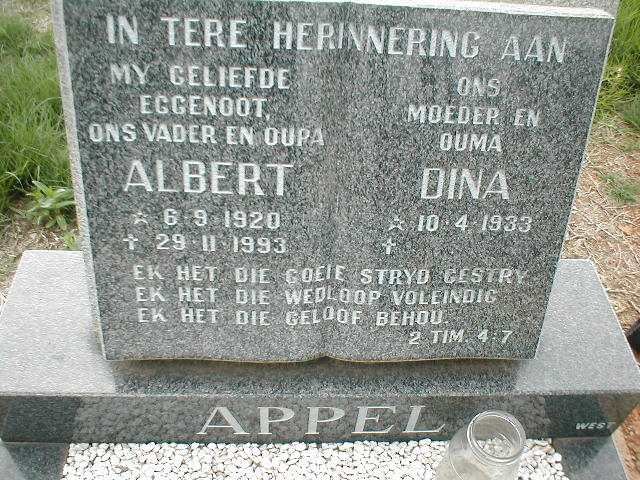 APPEL Albert 1920-1993 &amp; Dina 1933-