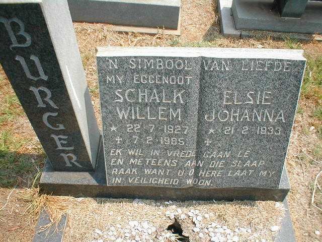 BURGER Schalk Willem 1927-1985 &amp; Elsie Johanna 1933-
