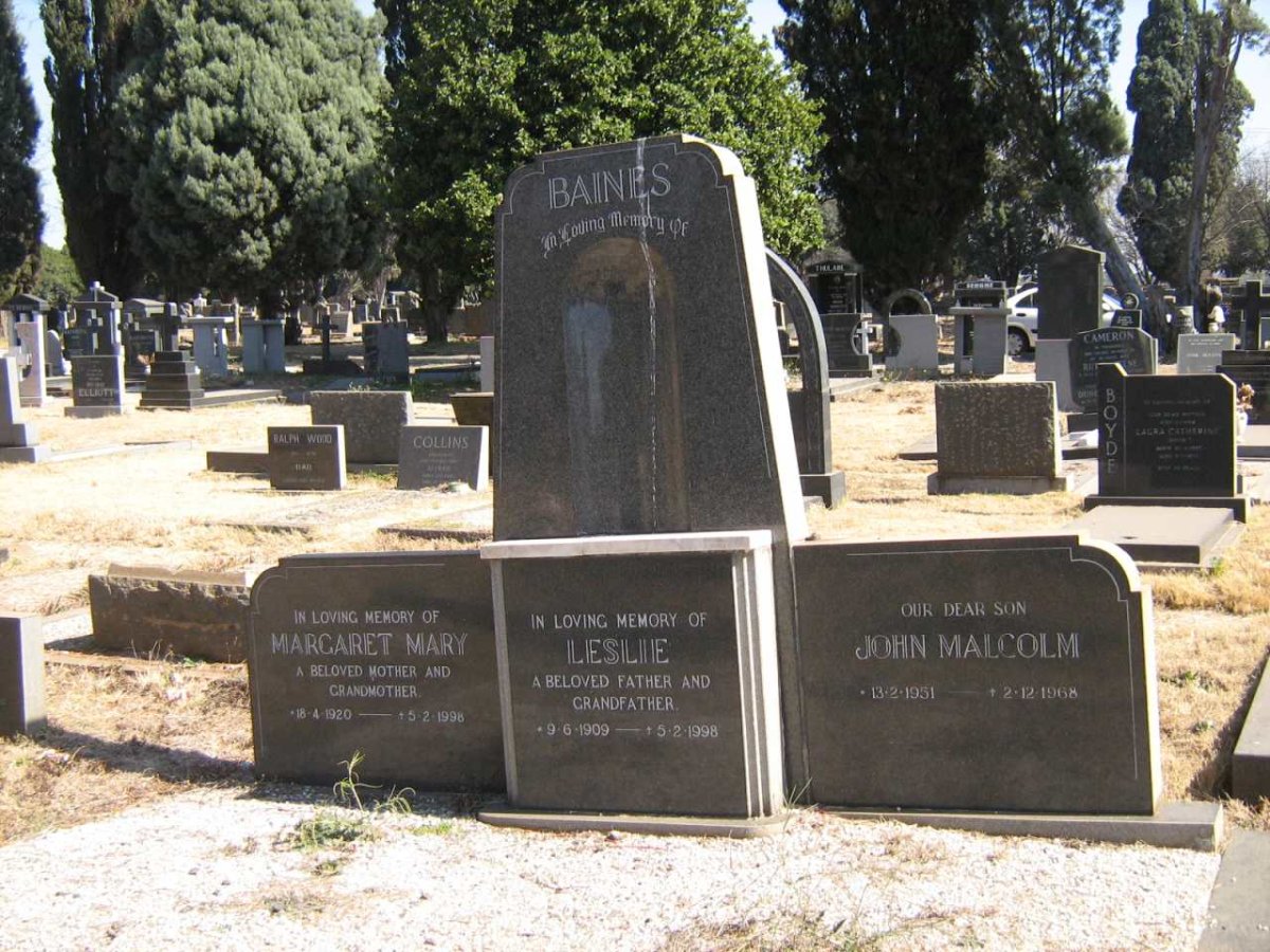 BAINES Leslie 1909-1998 &amp; Margaret Mary 1920-1998 :: BAINES Johan Malcolm 1951-1968