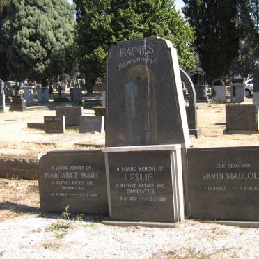 BAINES Leslie 1909-1998 &amp; Margaret Mary 1920-1998 :: BAINES Johan Malcolm 1951-1968