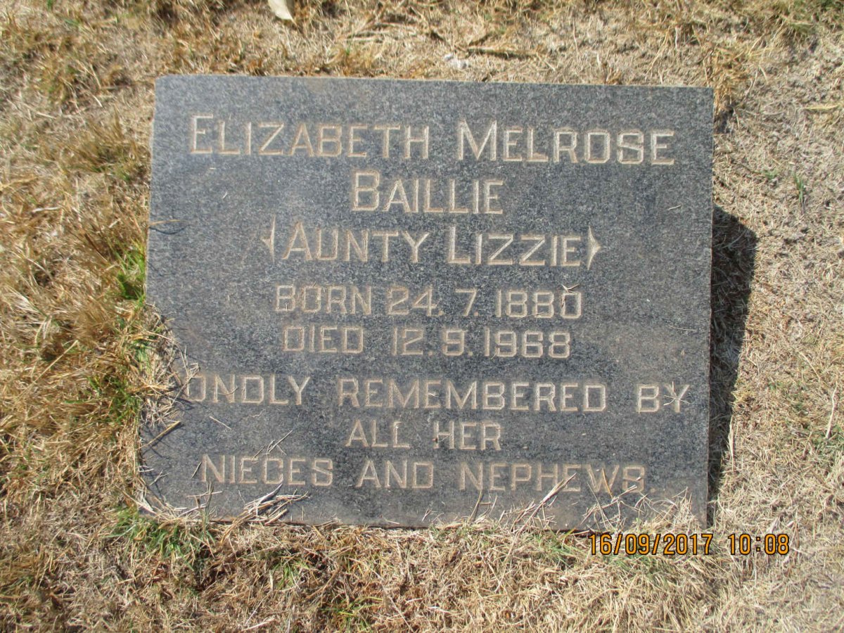 BAILLIE Elizabeth Melrose 1880-1968