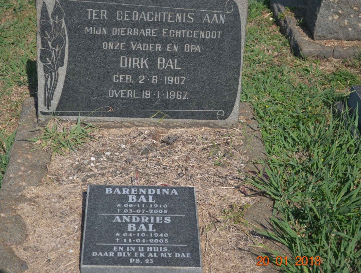 BAL Dirk 1907-1967 &amp; Barendina 1910-2005 :: BAL Andries 1940-2005