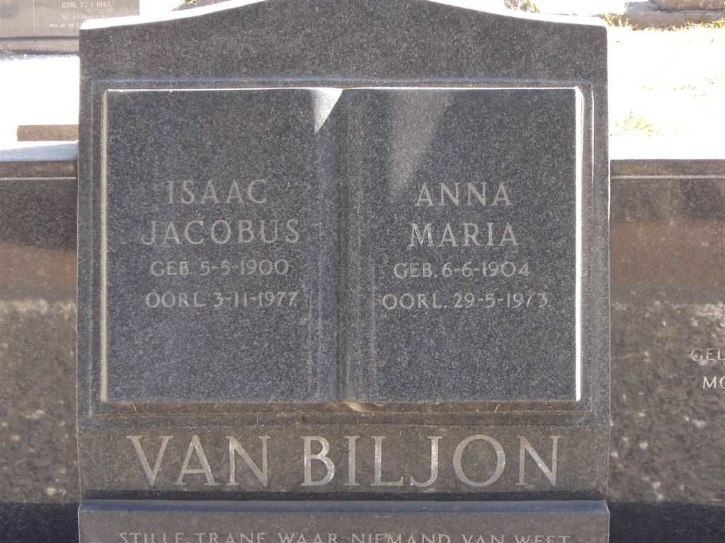 BILJON Isaac Jacobus, van 1900-1977 &amp; Anna Maria 1904-1973