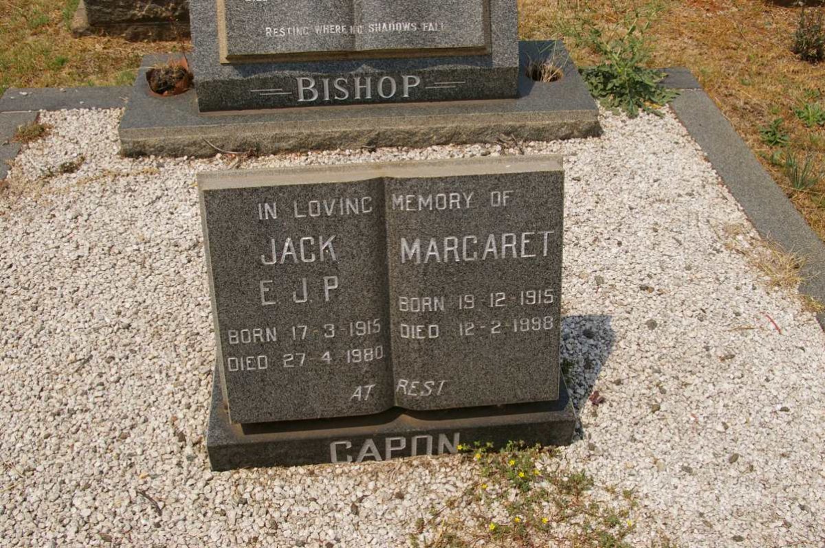 BISHOP Dan 1888-1957 &amp; Annie 1895-1975 :: CAPON Jack E.J.P. 1915-1980 &amp; Margaret 1915-1998