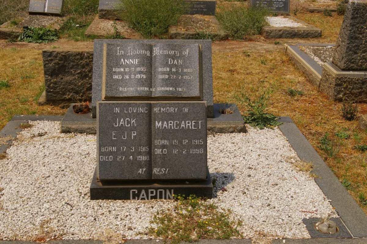 BISHOP Dan 1888-1957 &amp; Annie 1895-1975 :: CAPON Jack E.J.P. 1915-1980 &amp; Margaret 1915-1998