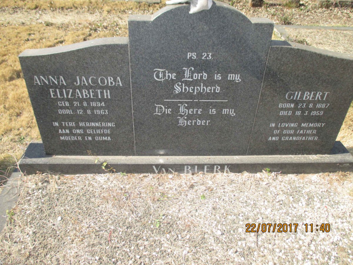 BLERK Gilbert, van 1887-1959 &amp; Anna Jacoba Elizabeth 1894-1963