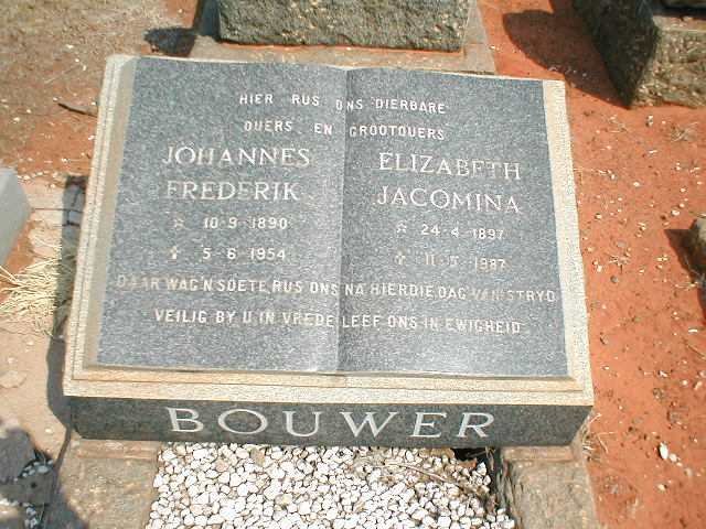 BOUWER Johannes Frederik 1890-1954 &amp; Elizabeth Jacomina 1897-1987