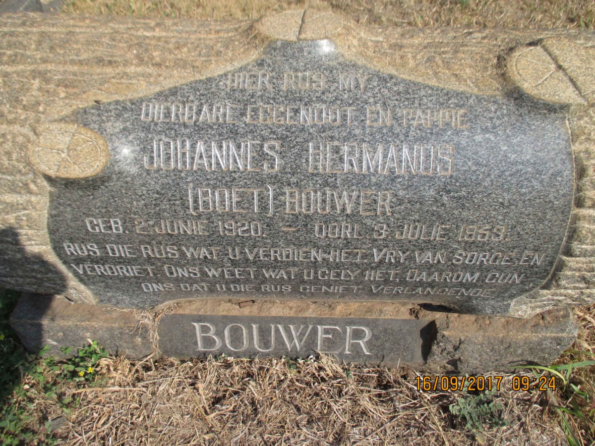 BOUWER Johannes Hermanus 1920-1953
