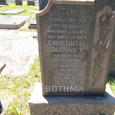 BOTHMA Christoffel Jacobus V. 1891-1960 &amp; Helena Elizabeth 1892-1974