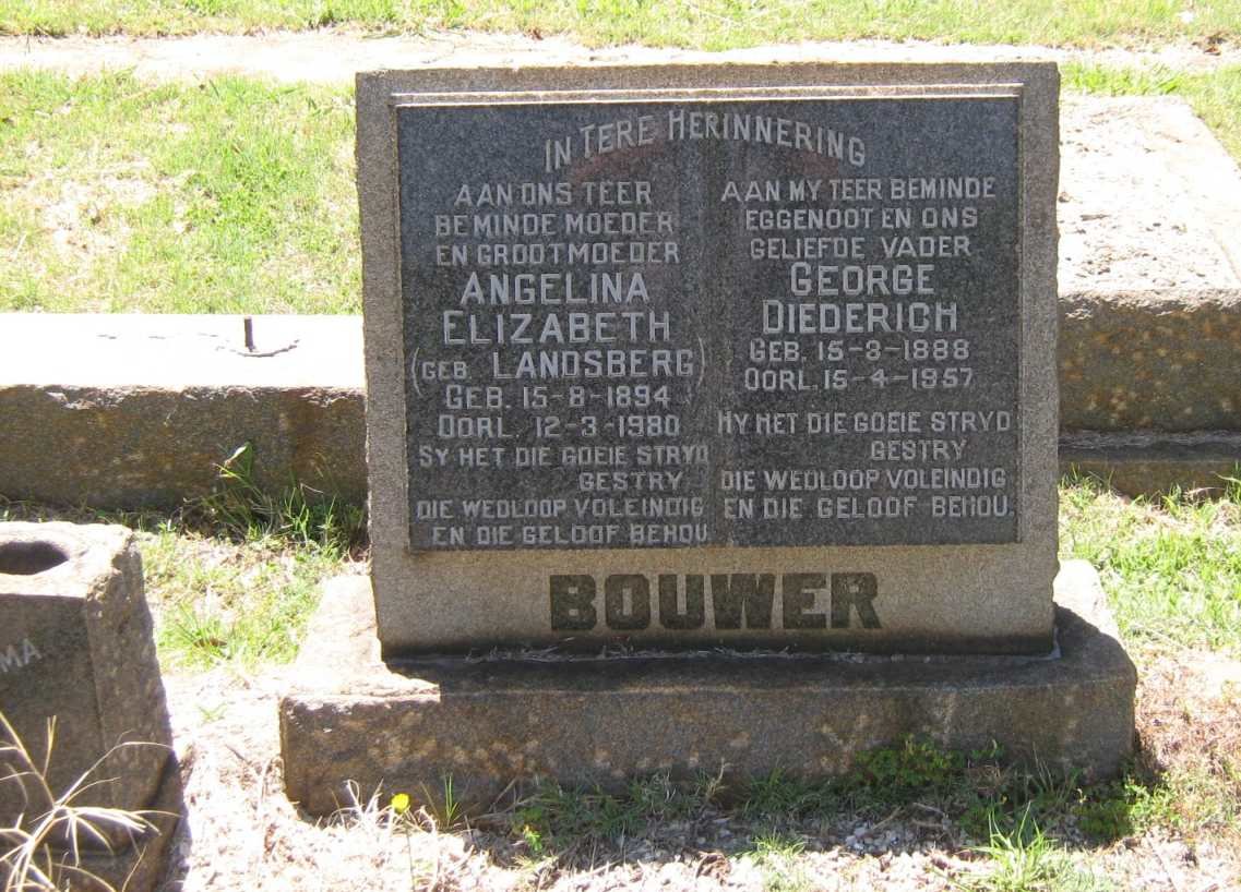 BOUWER George Diederich 1888-1957 &amp; Angelina Elizabeth LANDSBERG 1894-1980
