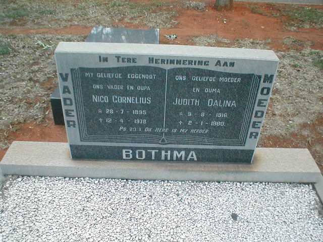 BOTHMA Nico Cornelius 1895-1978 &amp; Judith Dalina 1916-1980