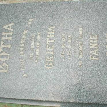 BOTHA Grietha 1914-1995 :: BOTHA Fanie 1943-