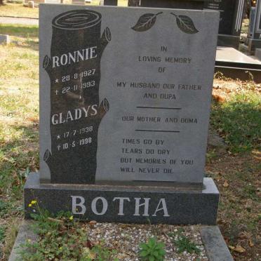 BOTHA Ronnie 1927-1993 &amp; Gladys 1938-1998