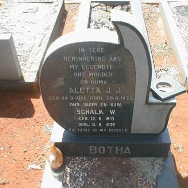 BOTHA Schalk W. 1903-1975 &amp; Aletta J.J. 1901-1972