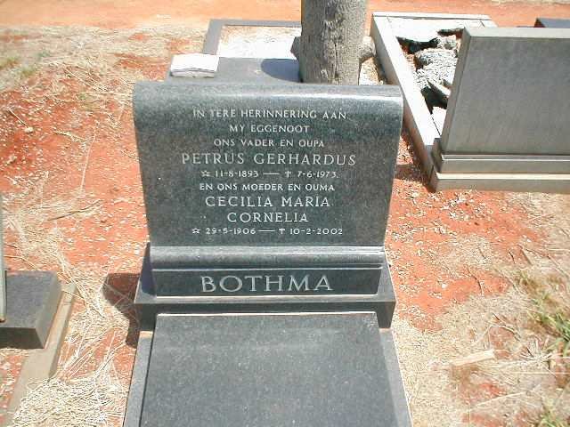 BOTHMA Petrus Gerhardus 1893-1973 &amp; Cecilia Maria Cornelia 1906-2002