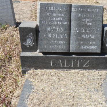 CALITZ Mathys Christiaan 1922-1997 &amp; Engelbertha Johanna 1925-2007