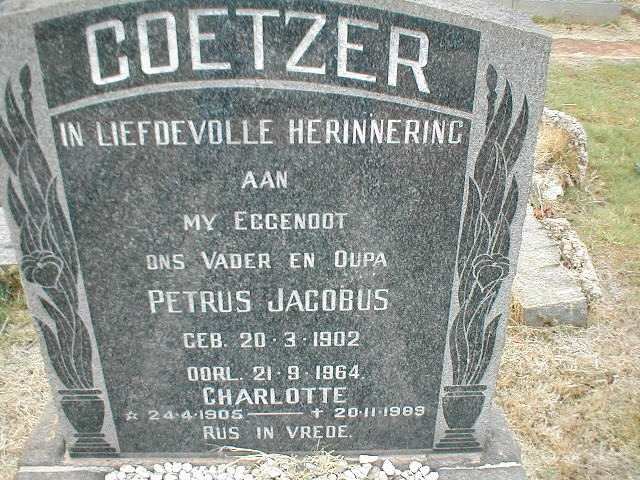 COETZER Petrus Jacobus 1902-1964 &amp; Charlotte 1905-1989