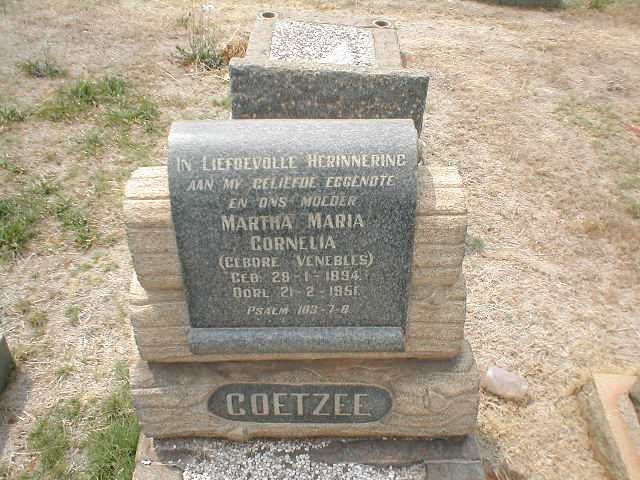 COETZEE Martha Maria Cornelia nee VENABLES 1894-1951