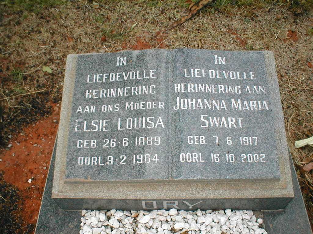 DRY Elsie Louisa 1889-1964 ::  SWART Johanna Maria nee DRY 1917-2002