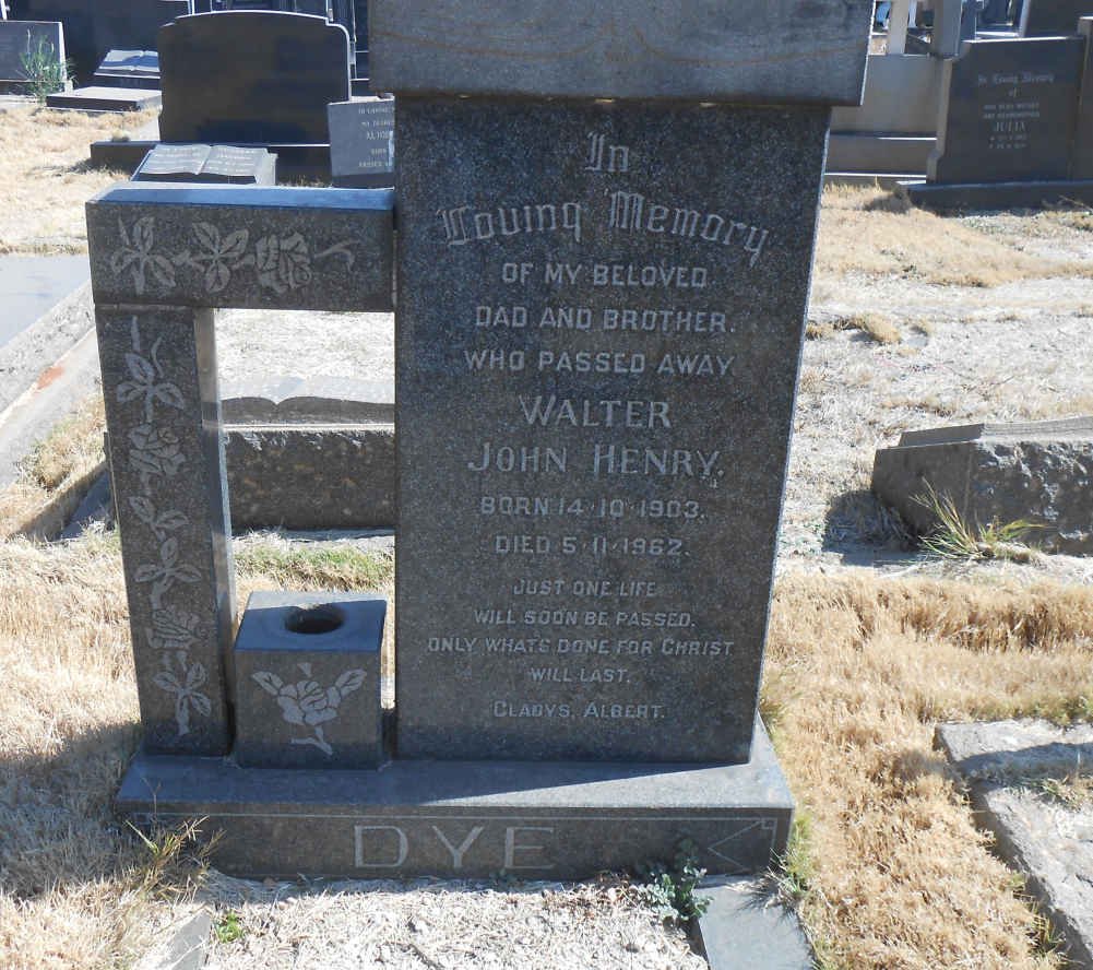 DYE Walter John Henry 1903-1962