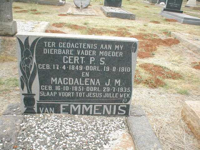 EMMENIS Gert P.S., van 1849-1910 &amp; Magdalena J.M. 1851-1935