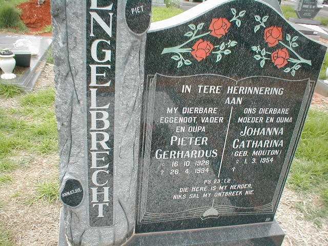 ENGELBRECHT Pieter Gerhardus 1926-1994 &amp; Johanna Catharina MOUTON 1954-