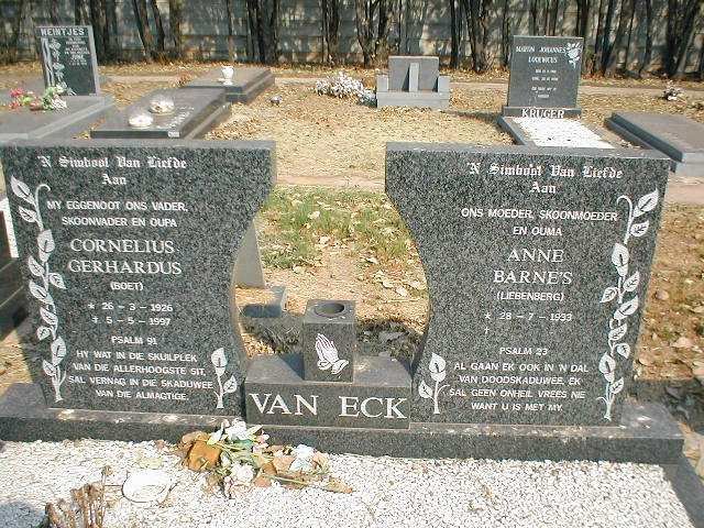 ECK Cornelius Gerhardus, van 1926-1997 &amp; Anne Barnes LIEBENBERG 1933-