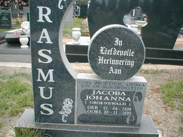 ERASMUS Jacoba Johanna nee GROENEWALD 1926-1995