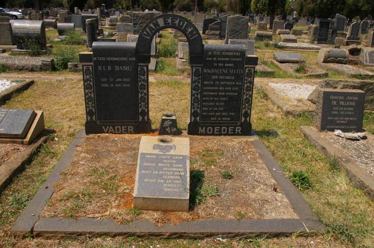 EEDEN B.L.B., van 1885-1958 &amp; Magdalena Aletta PRETORIUS -1953