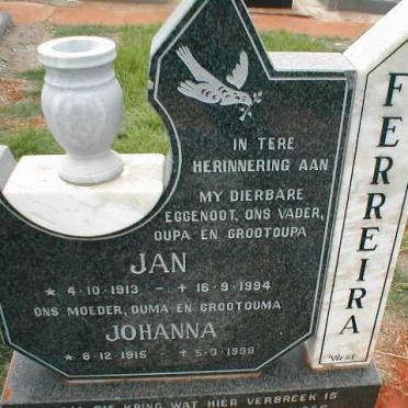 FERREIRA Jan 1913-1994 &amp; Johanna 1915-1998