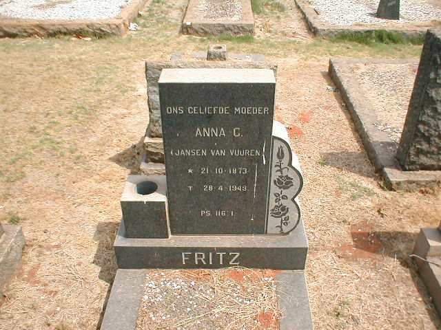 FRITZ Anna C. nee JANSEN VAN VUUREN 1873-1949