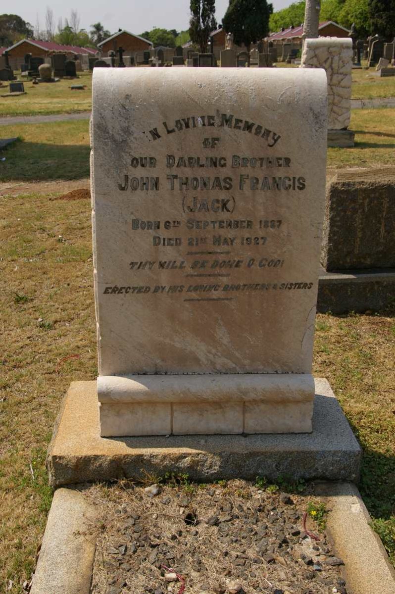 FRANCIS John Thomas 1887-1927