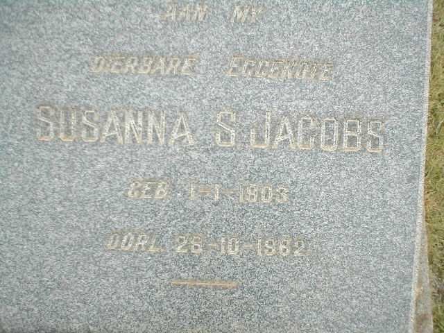 JACOBS Susanna S. 1903-1962