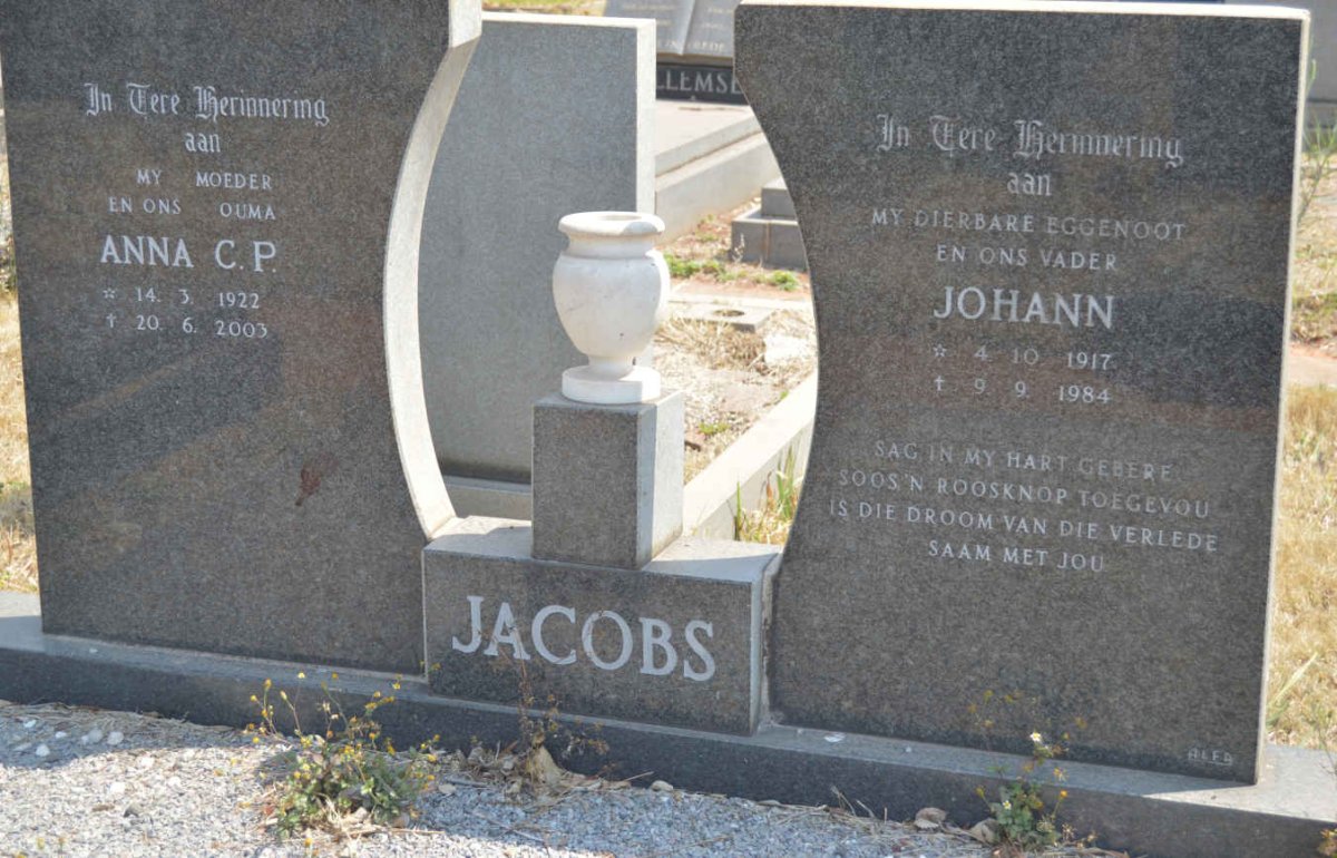 JACOBS Johann 1917-1984 &amp; Anna C.P. 1922-2003