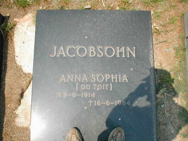 JACOBSOHN Anna Sophia nee DU TOIT 1914-1984