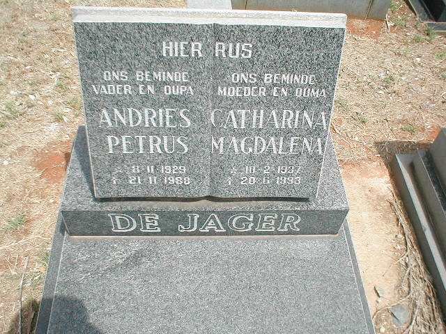 JAGER Andries Petrus, de 1929-1988 &amp; Catharina Magdalena 1937-1993