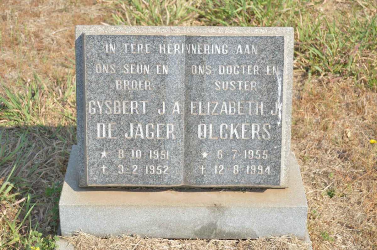 JAGER Gysbert J.A., de 1951-1952 :: OLCKERS Elizabeth J. 1955-1994