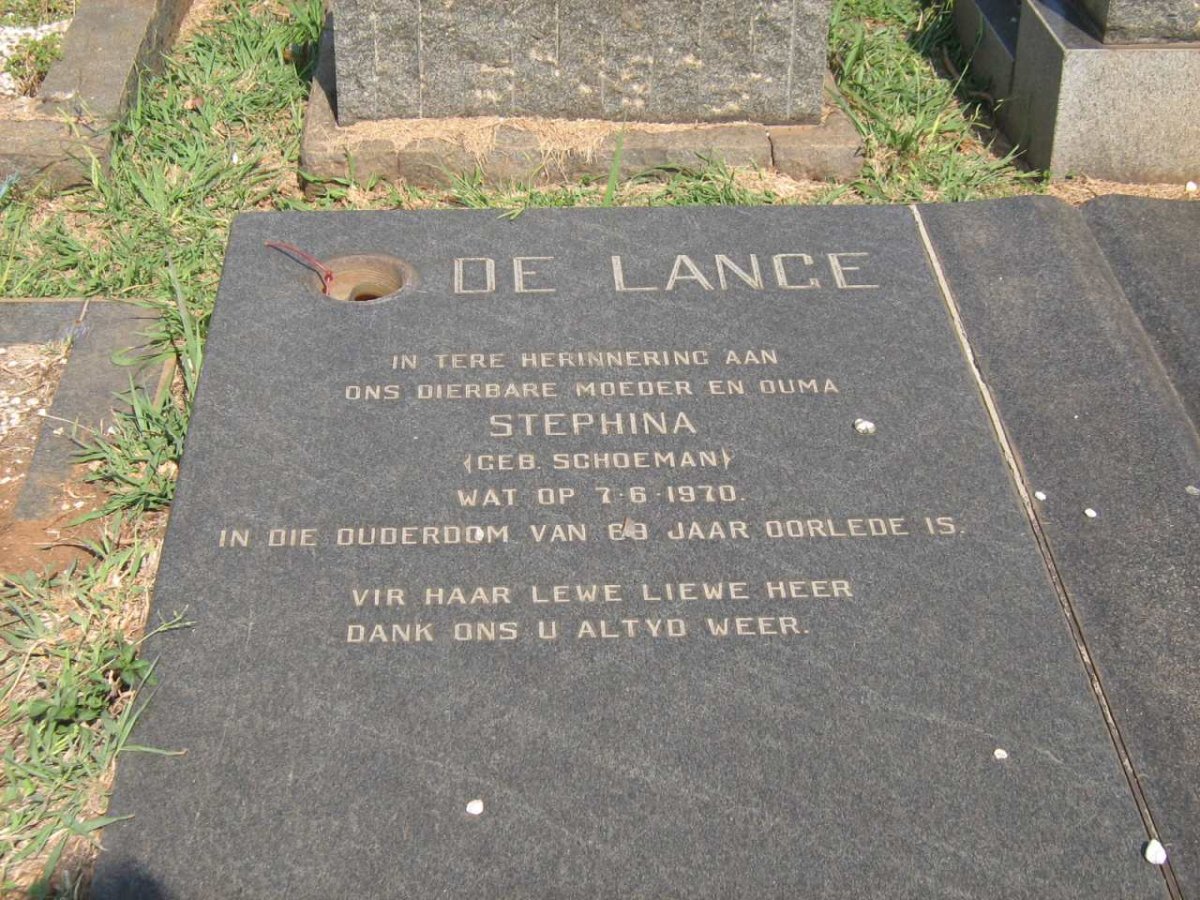 LANGE Stephina, de nee SCHOEMAN -1970