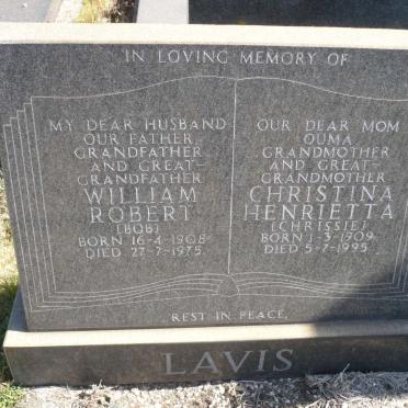 LAVIS William Robert 1908-1975 &amp; Christina Henrietta 1909-1995
