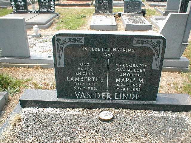 LINDE Lambertus, van der 1901-1988 &amp; Maria M. 1903-1985
