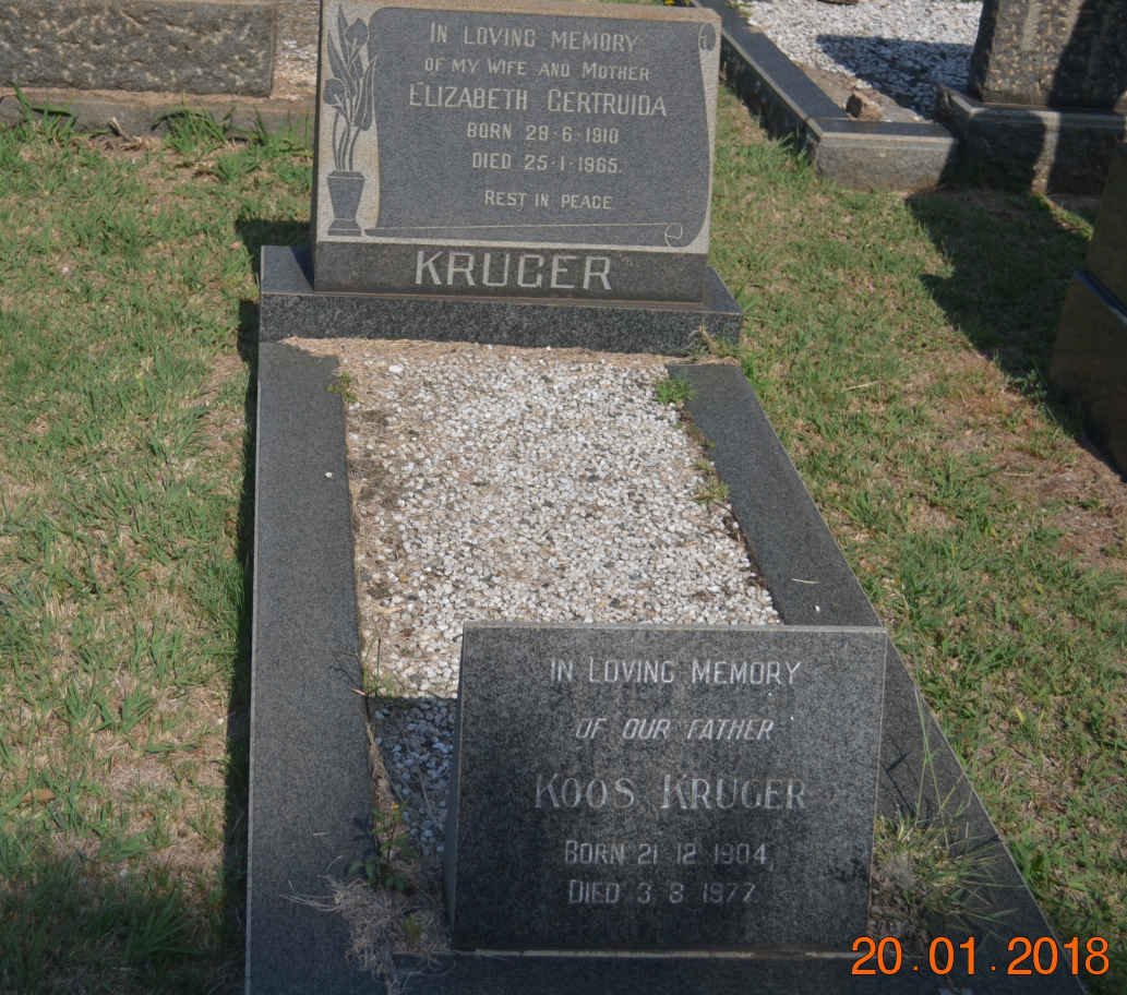 KRUGER Koos 1904-1977 &amp; Elizabeth Gertruida 1910-1965